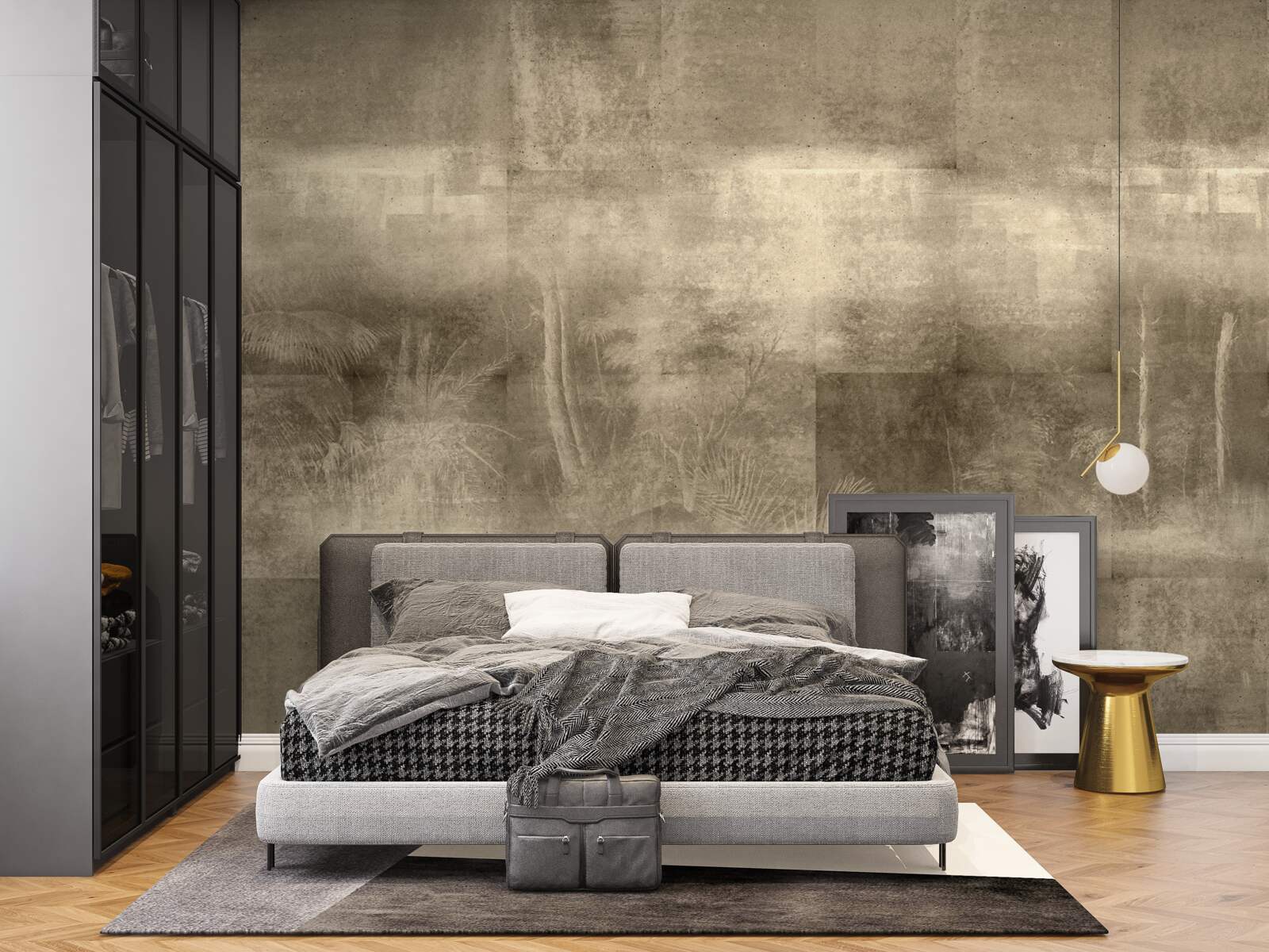 Fotobehang Sepia-getinte regen bij nacht