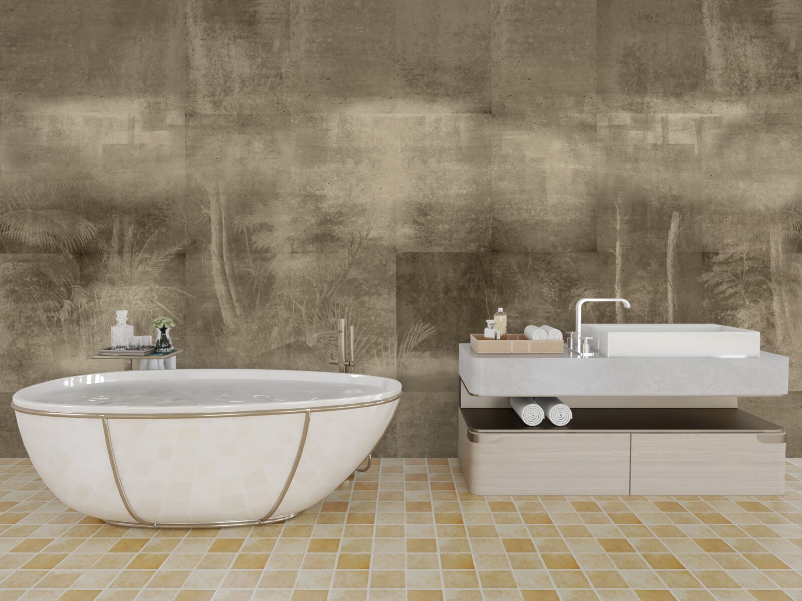 Fotobehang Sepia-getinte regen bij nacht