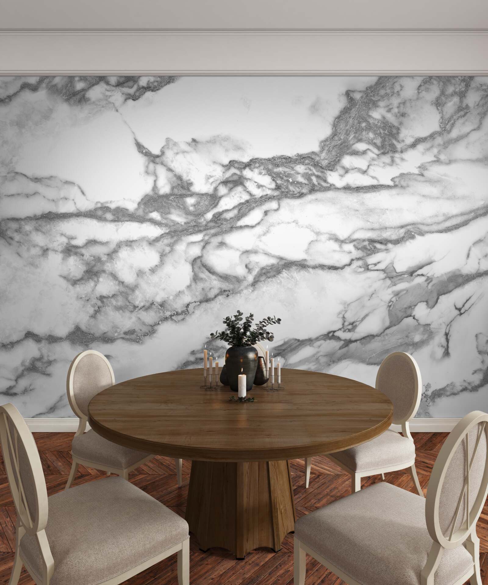 Fotobehang grijs marmer met stofdeeltjes