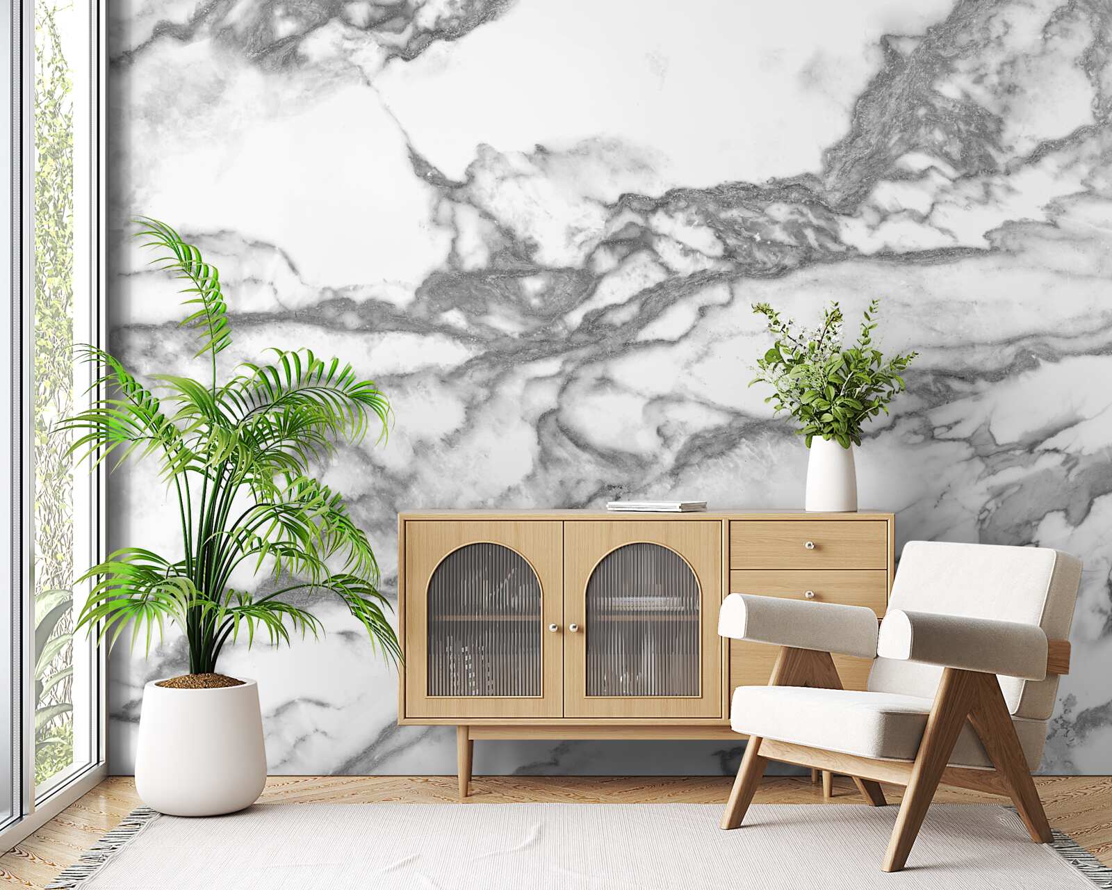 Fotobehang grijs marmer met stofdeeltjes