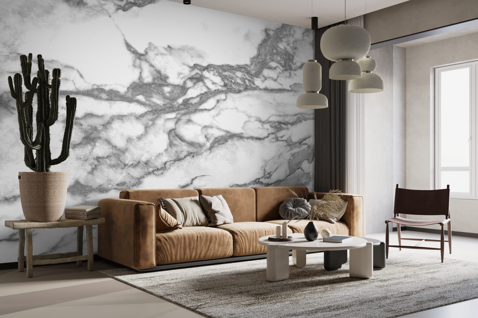 Fotobehang grijs marmer met stofdeeltjes