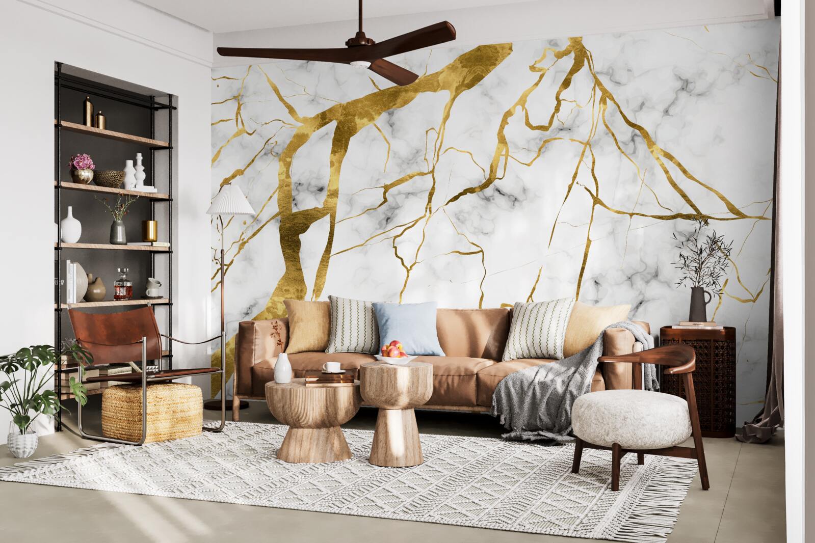 Fotobehang de nachtelijke hemel wordt verlicht door bliksem