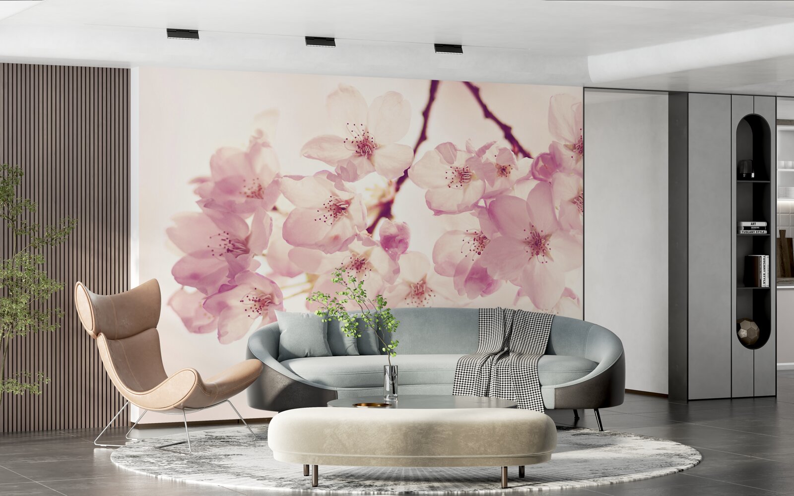 Fotobehang wilde kersenbloesems, vol delicatesse