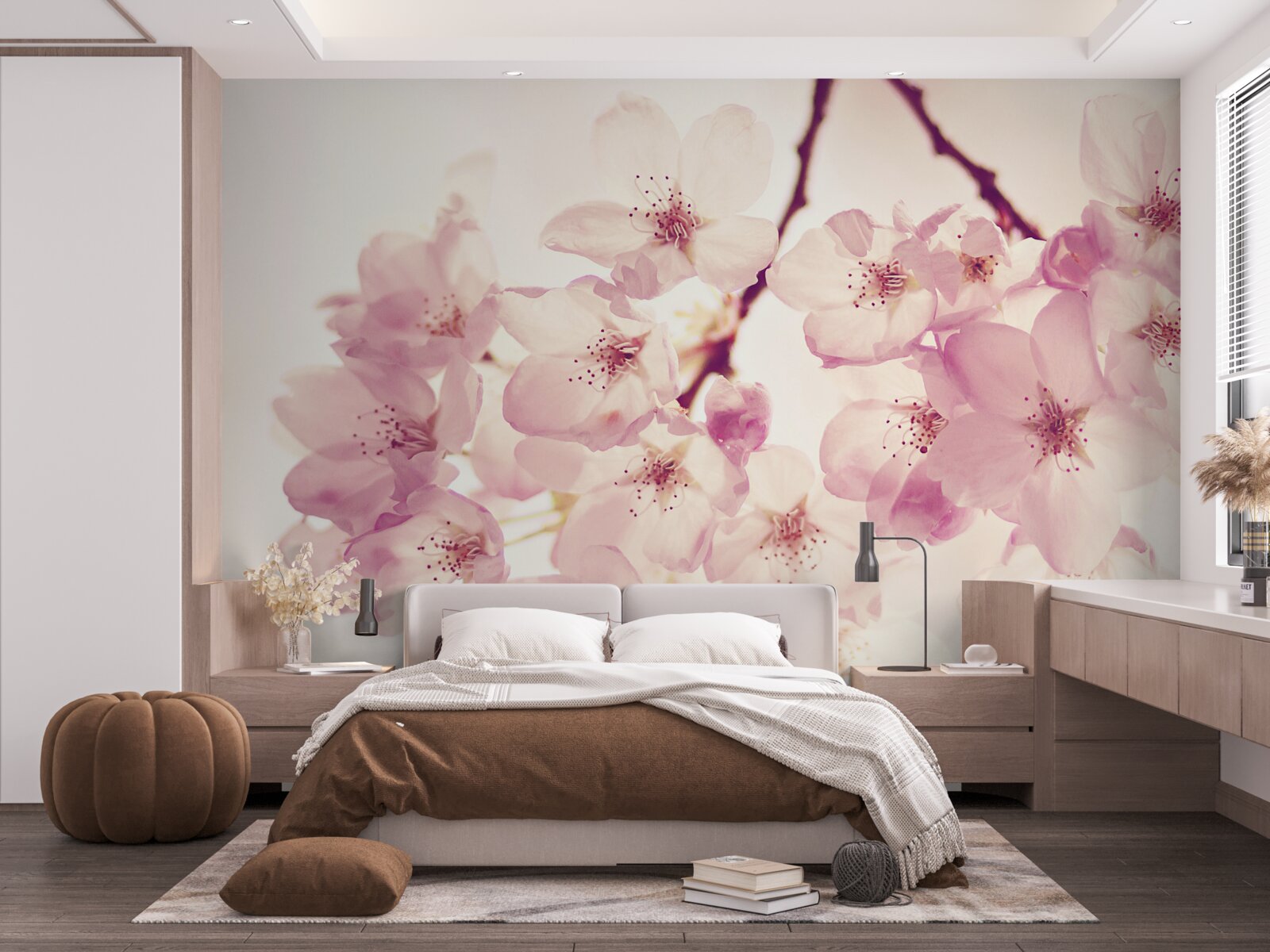 Fotobehang wilde kersenbloesems, vol delicatesse