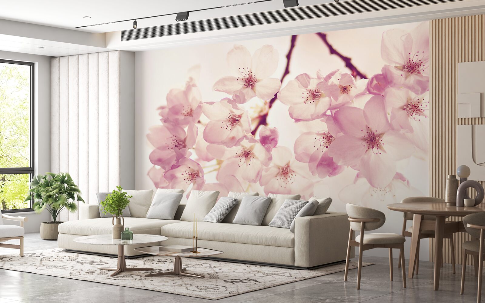 Fotobehang wilde kersenbloesems, vol delicatesse