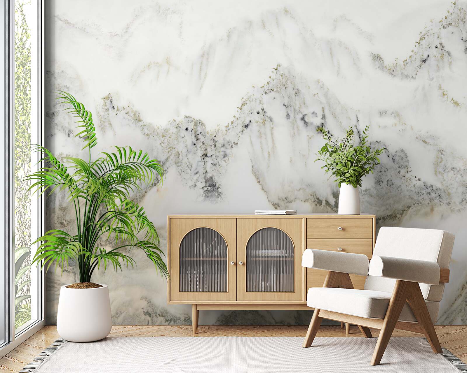 Fotobehang regenval in de Japanse tuin