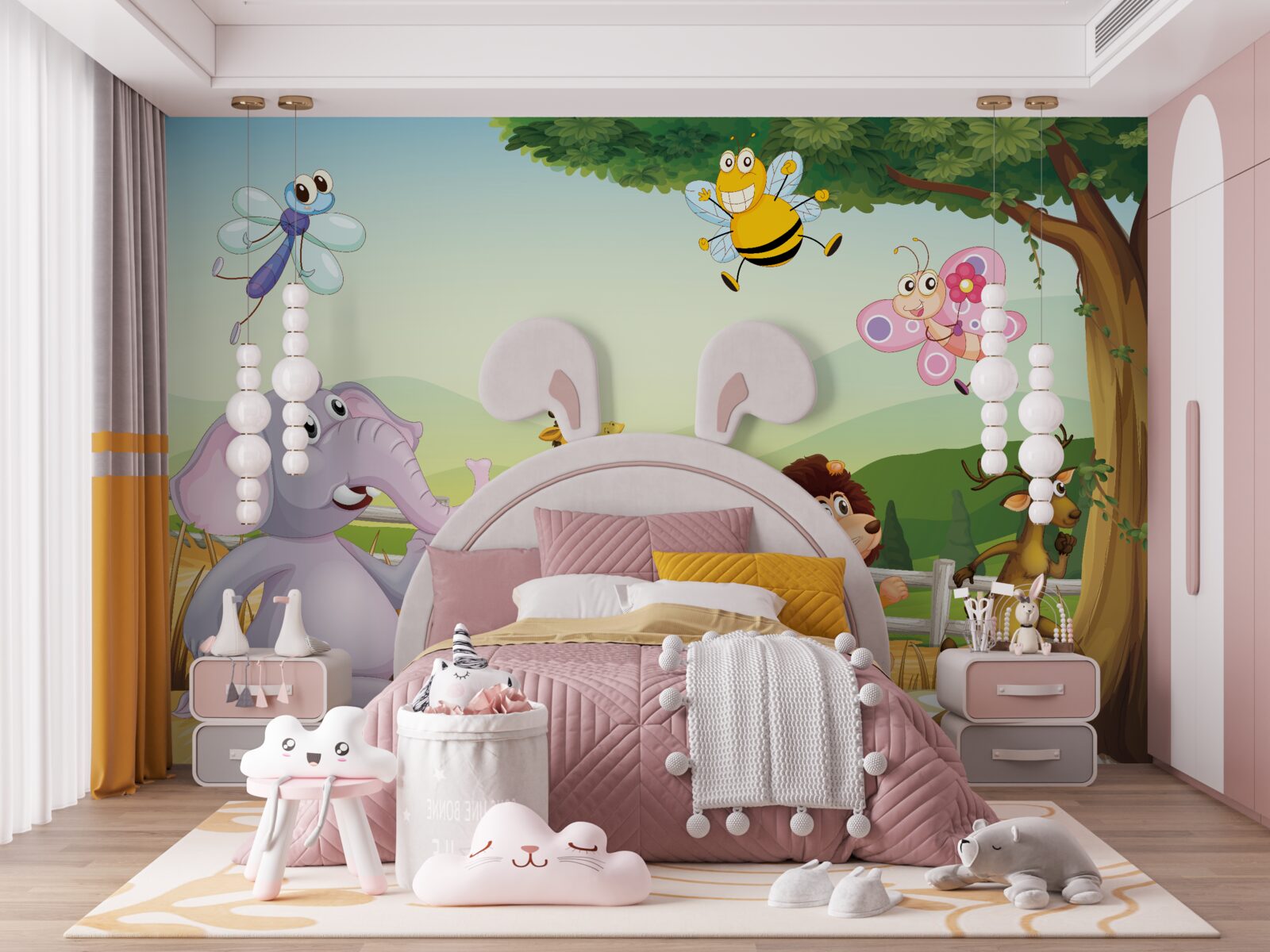 Fotobehang rennende dieren in het veld