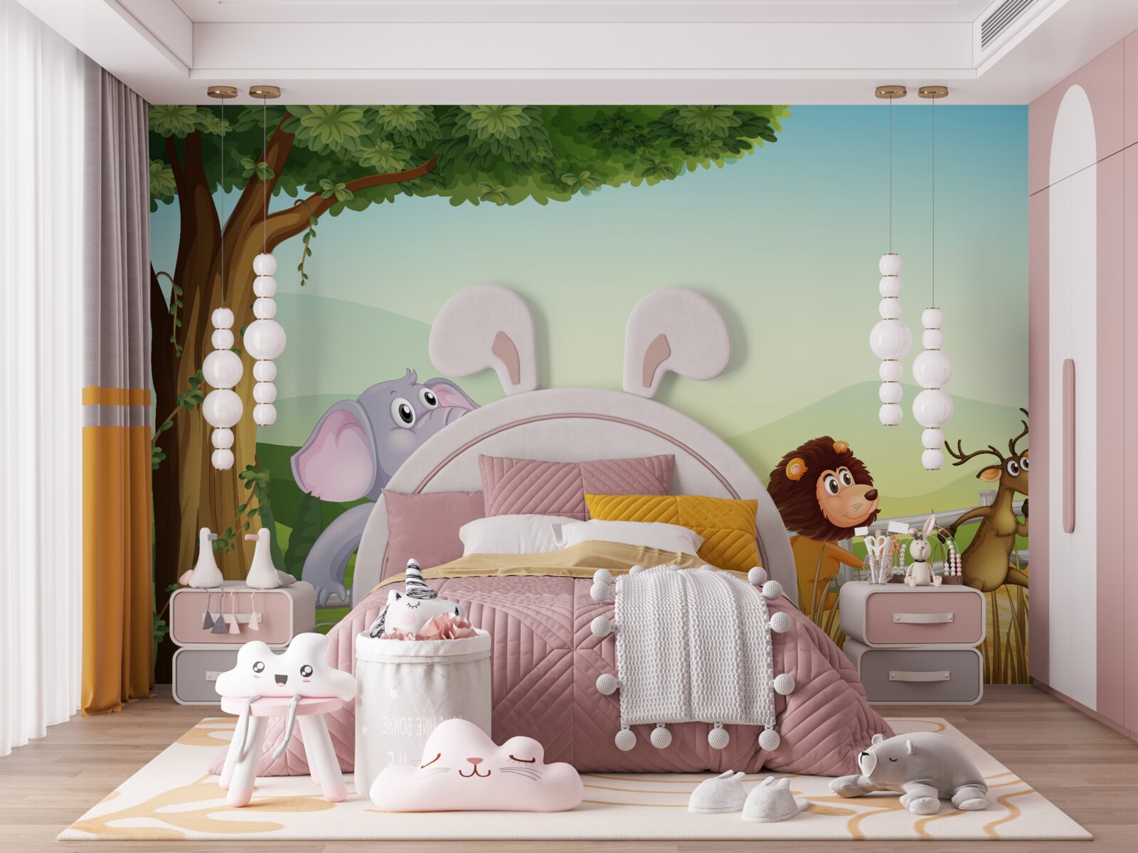 Fotobehang kinderdieren in beweging