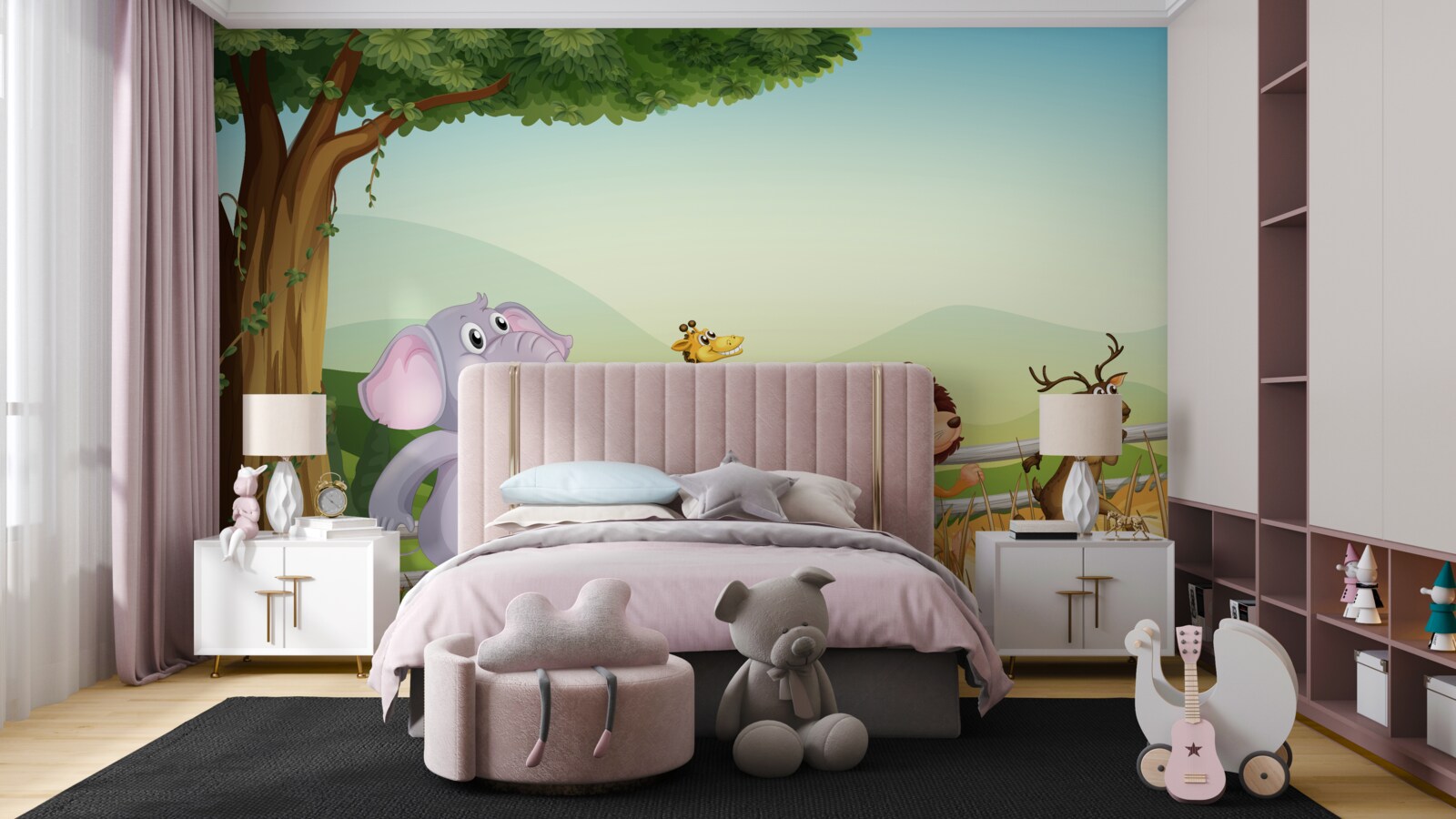 Fotobehang kinderdieren in beweging