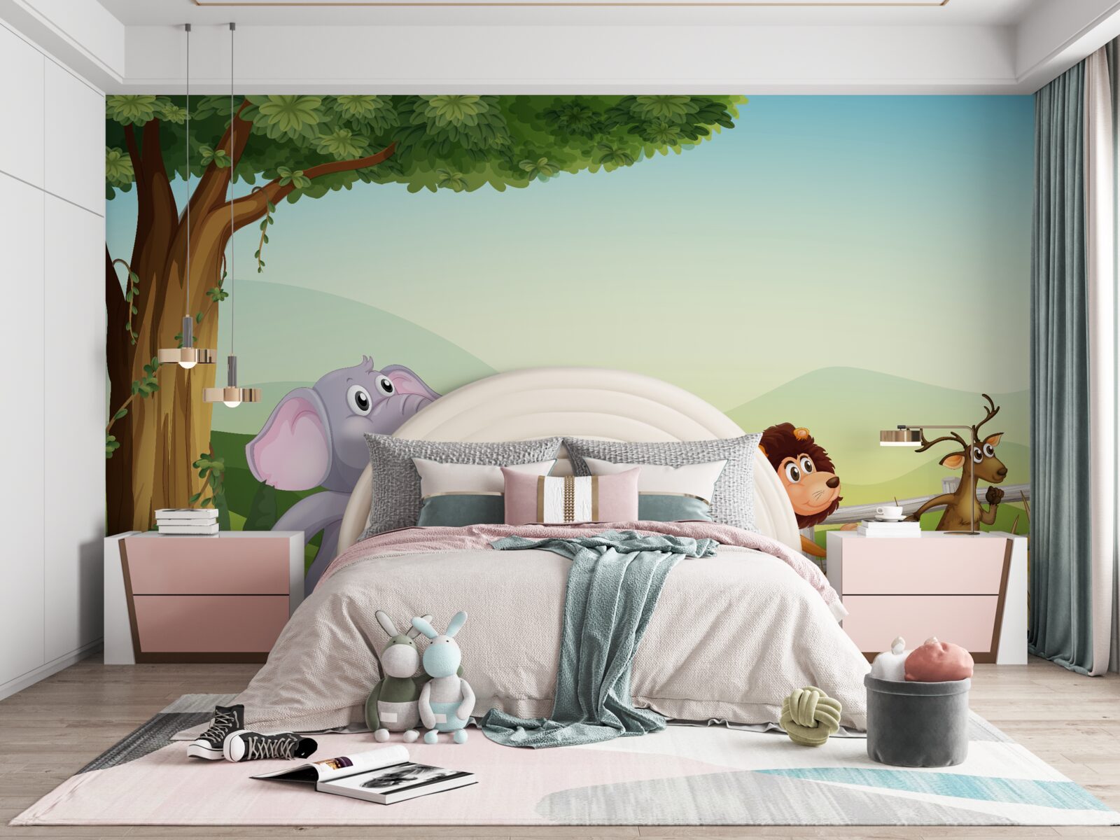 Fotobehang kinderdieren in beweging