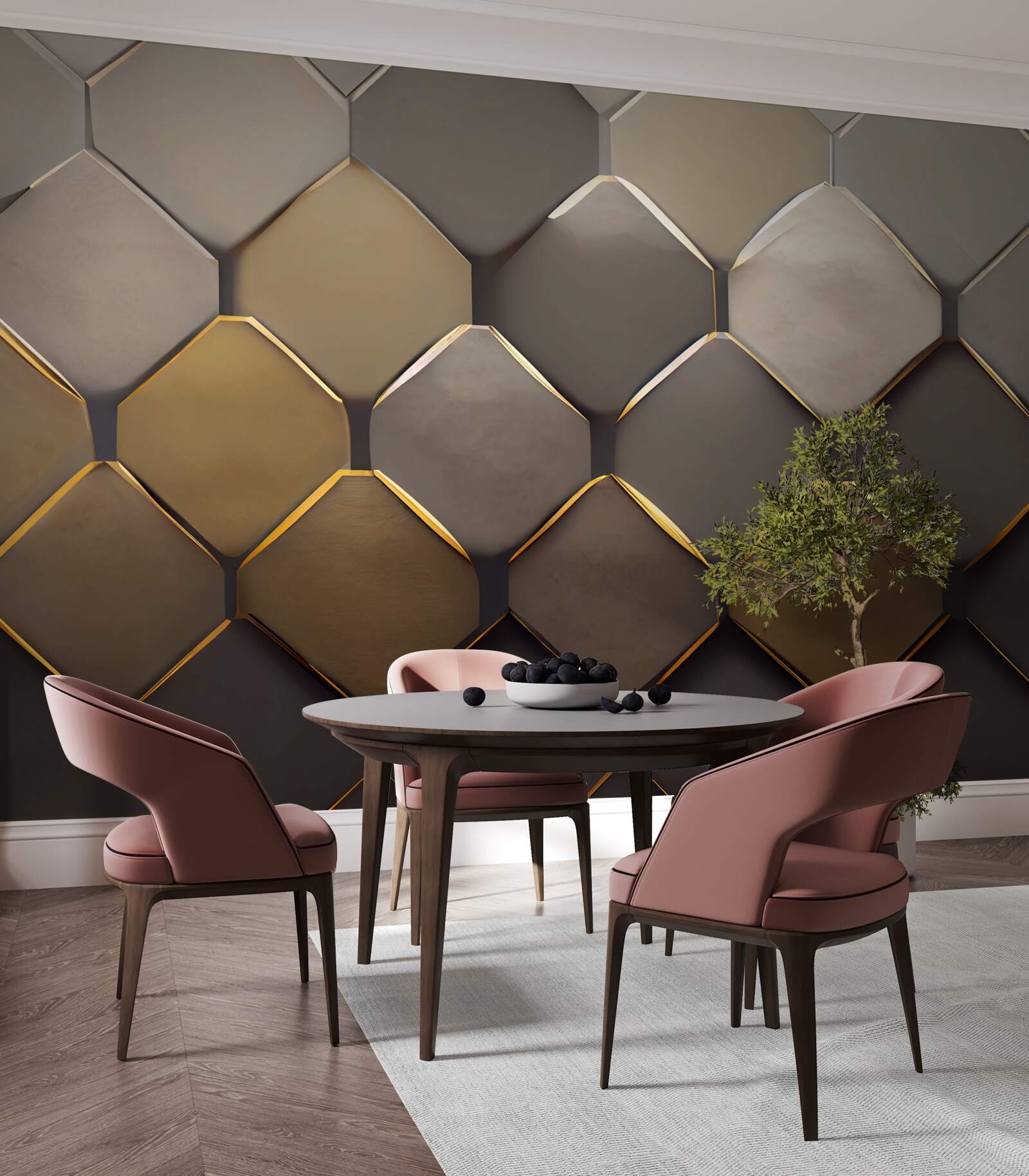 Fotobehang metalen vierkanten