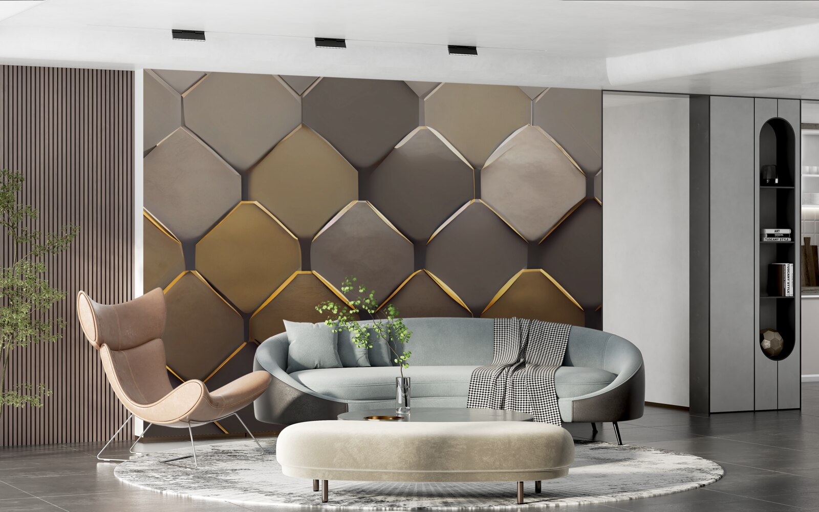 Fotobehang metalen vierkanten