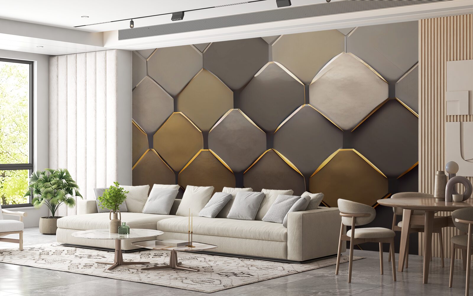 Fotobehang metalen vierkanten