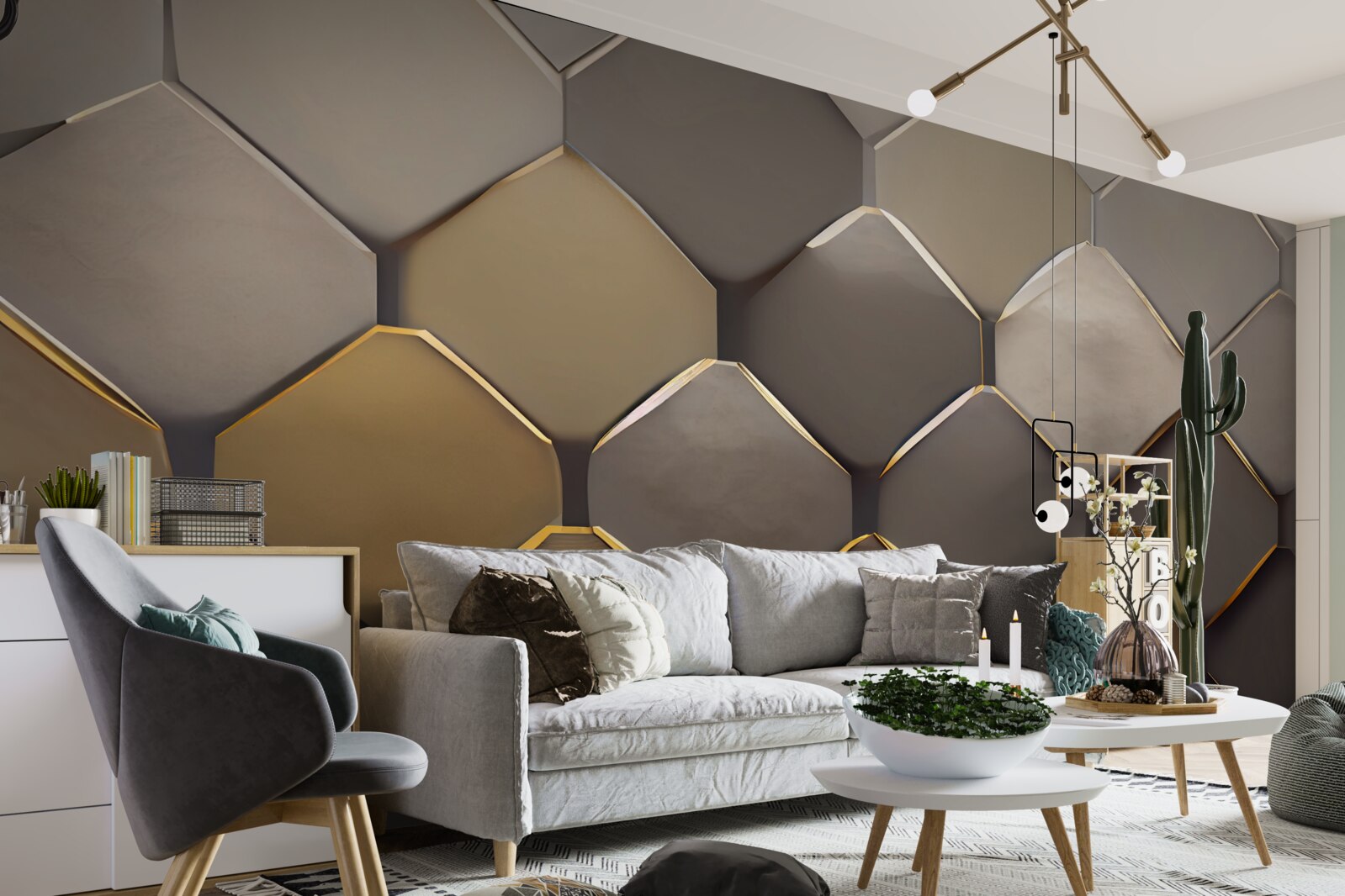 Fotobehang metalen vierkanten