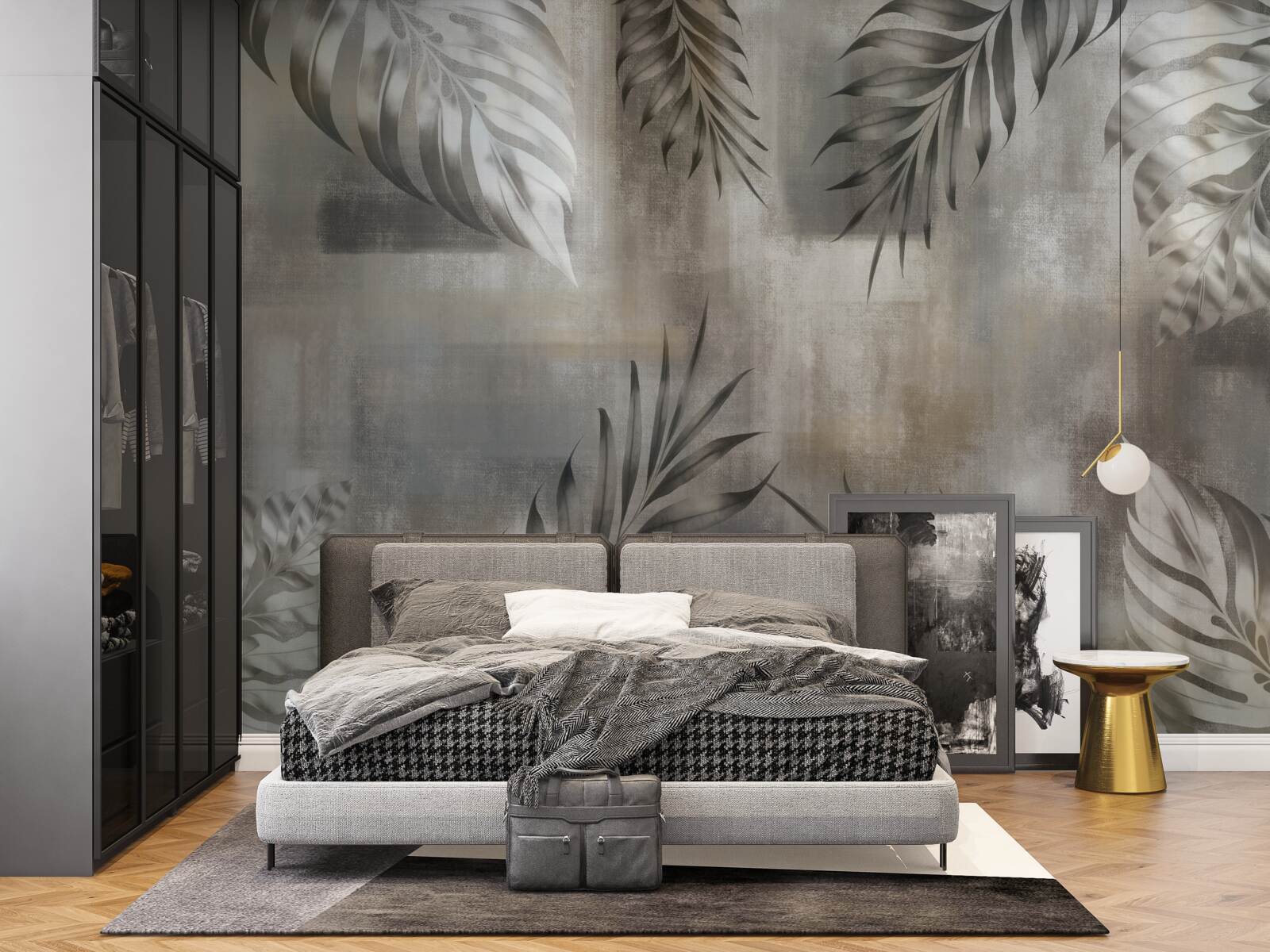 Fotobehang monstera bladeren in zwart en wit