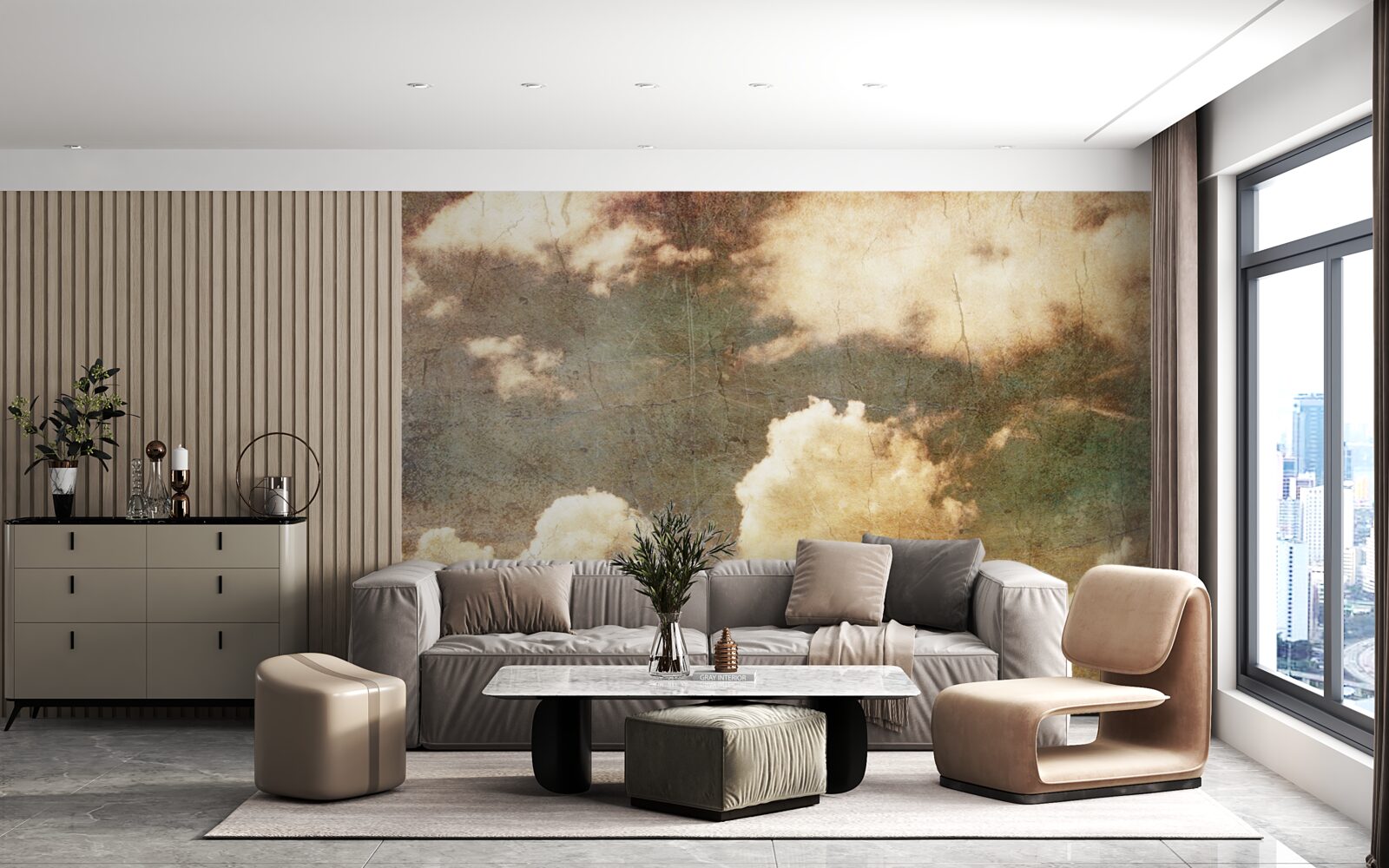 Fotobehang wolken vol herfstregen