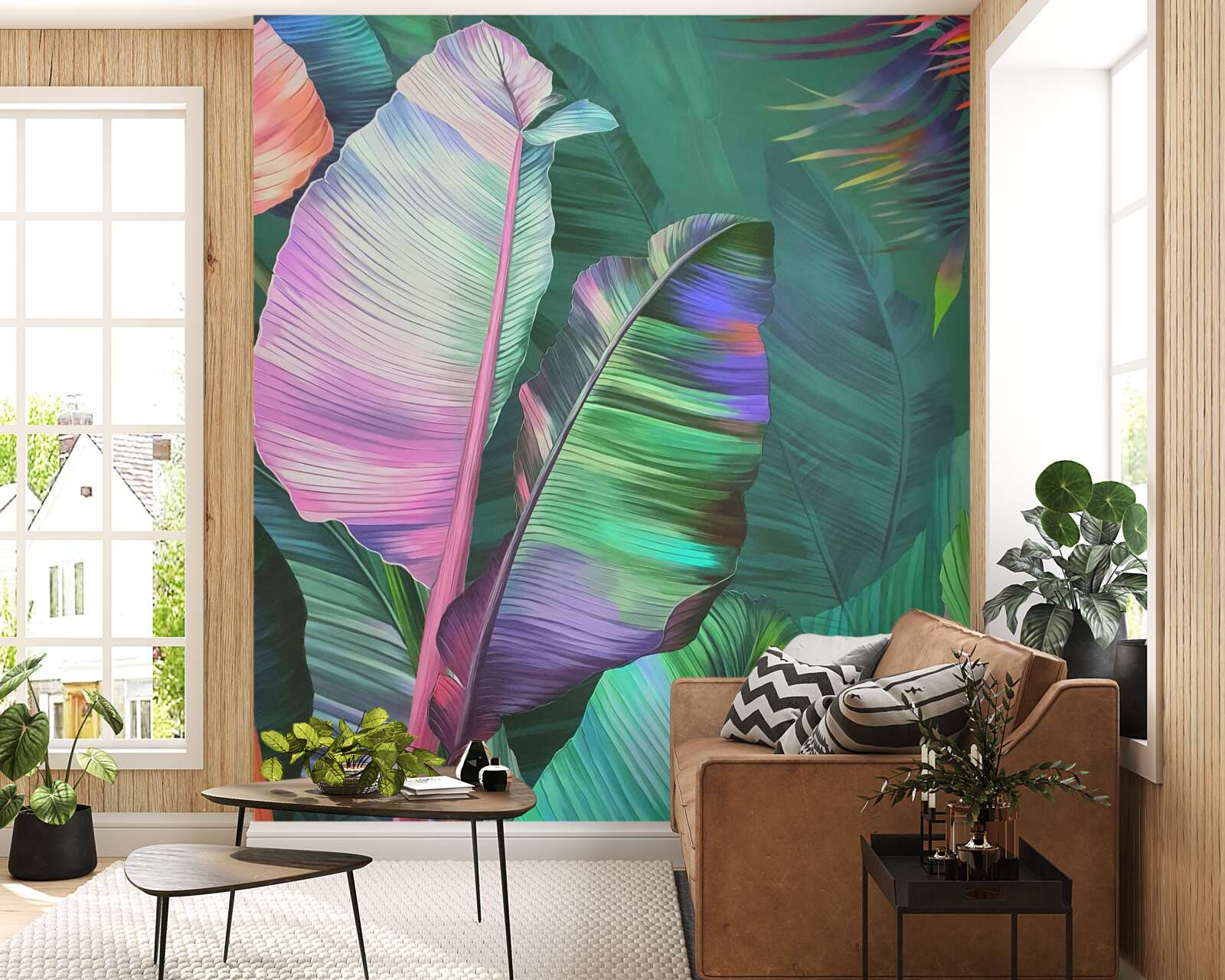 Fotobehang grote rijke bladeren