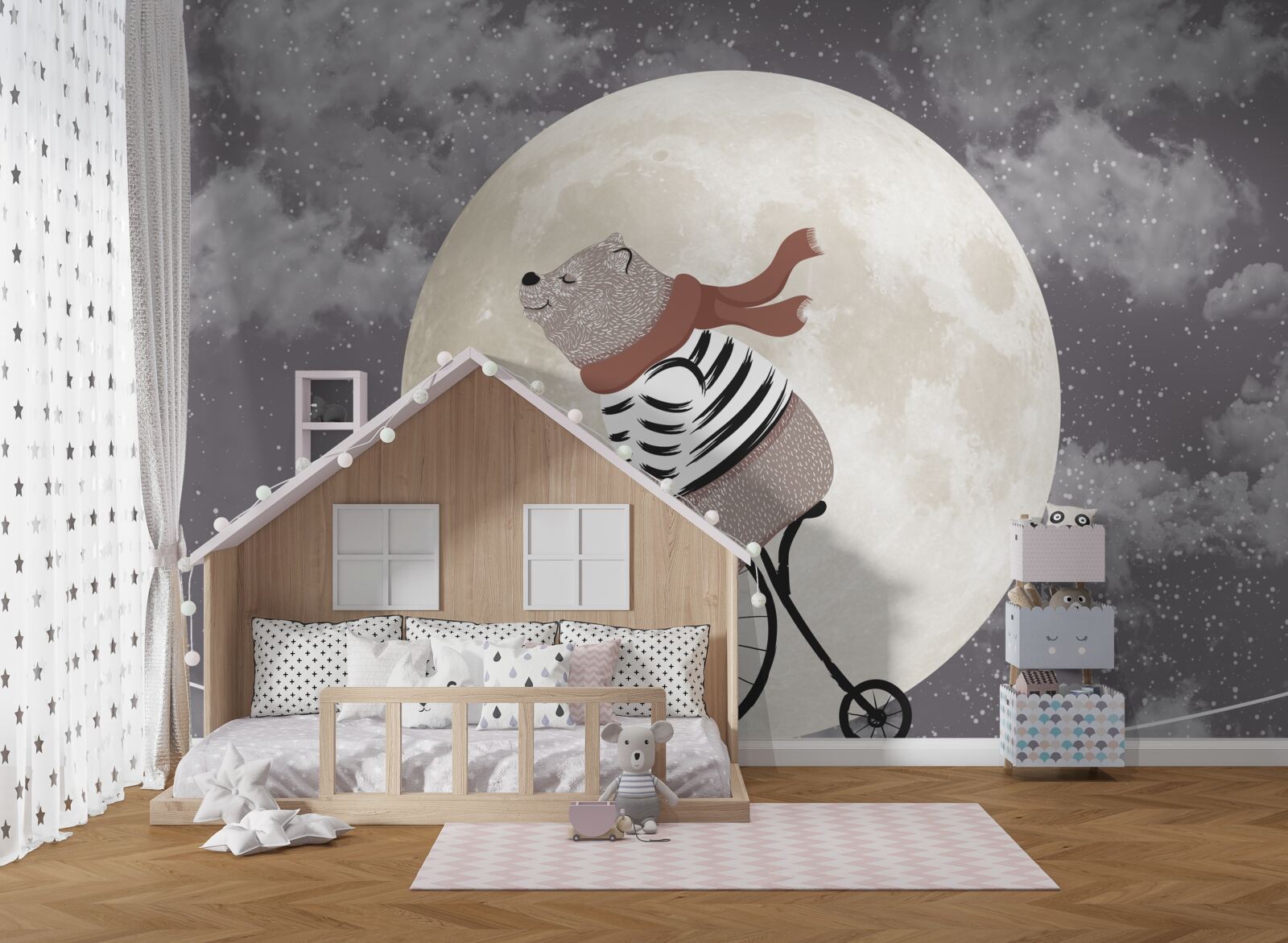 Fotobehang circuspanda op een fiets