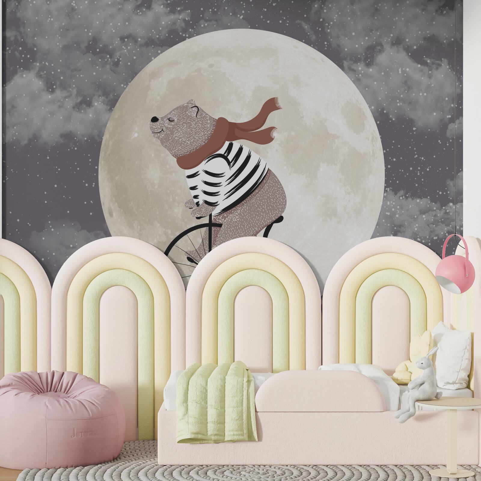 Fotobehang circuspanda op een fiets