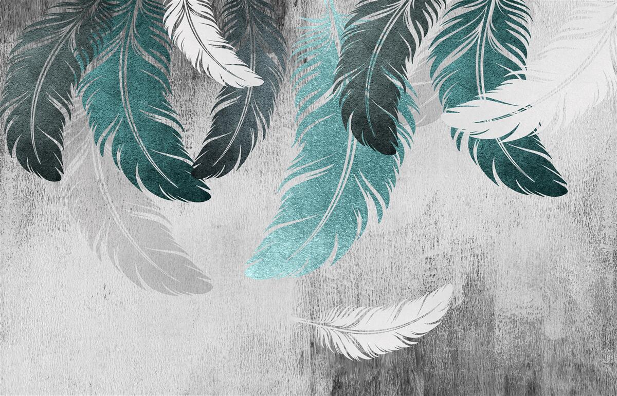 Fotobehang grote geveerde bladeren vallen af