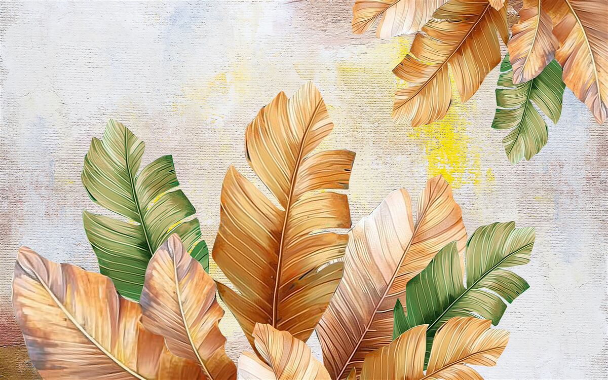 Fotobehang in de herfst lijken de bladeren op veren