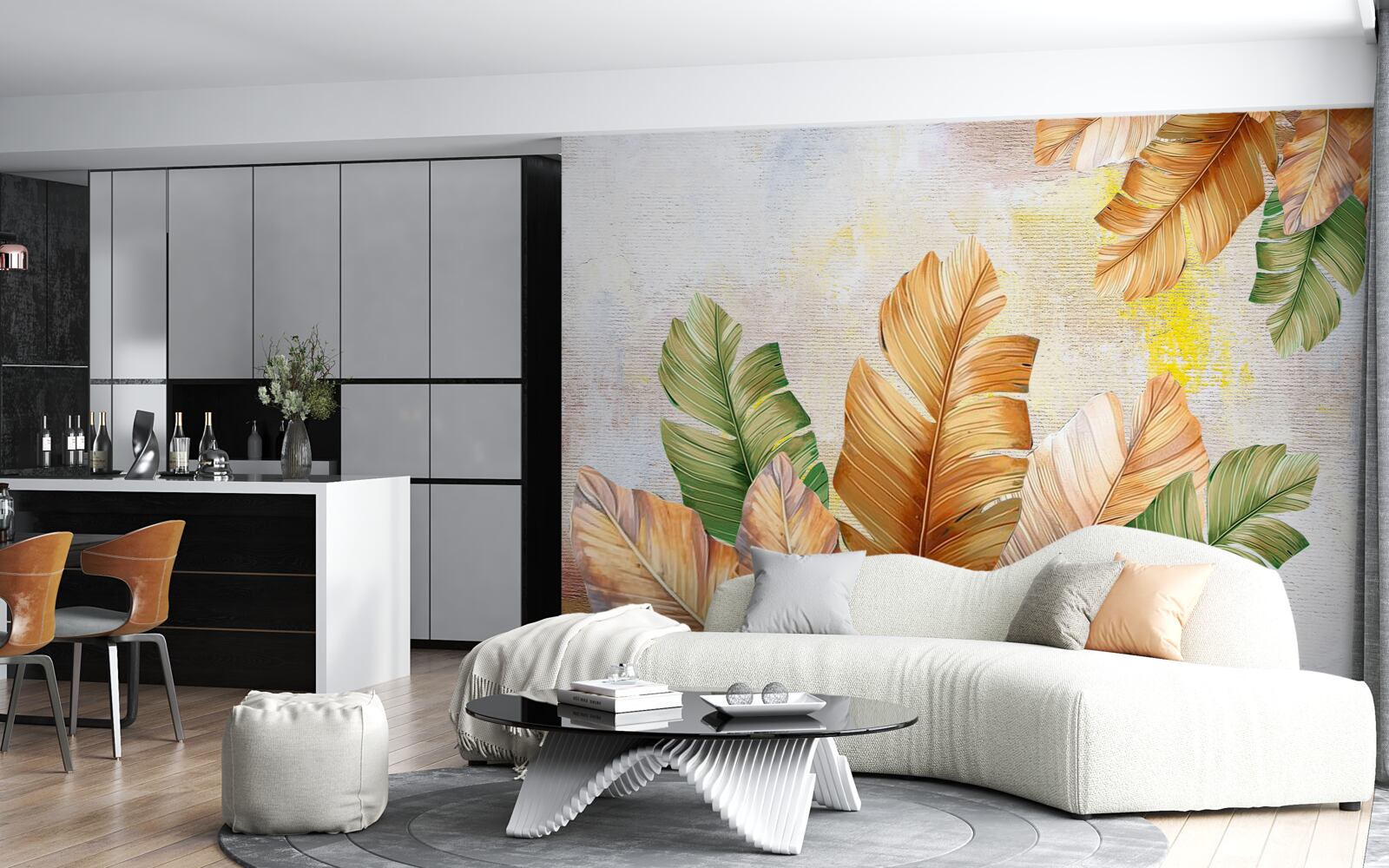 Fotobehang in de herfst lijken de bladeren op veren