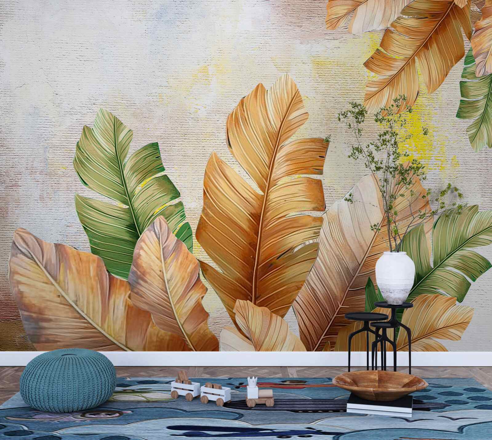 Fotobehang in de herfst lijken de bladeren op veren