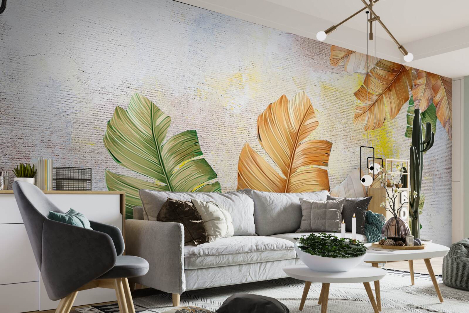 Fotobehang in de herfst lijken de bladeren op veren