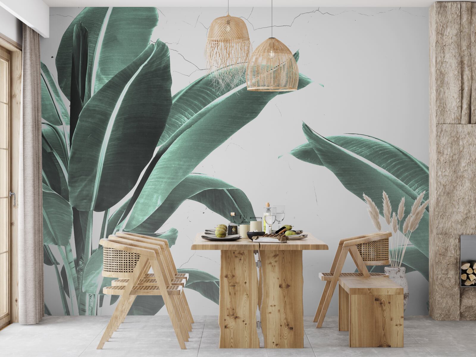 Fotobehang grote groene palmbladeren