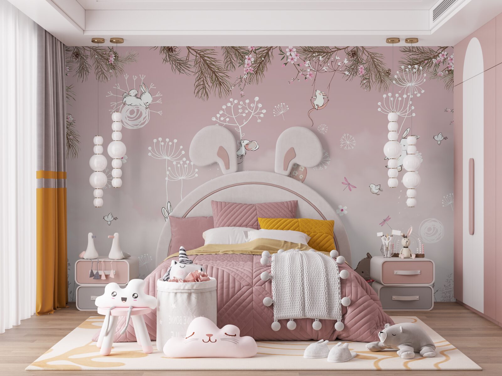 Fotobehang twee beren tussen het gras