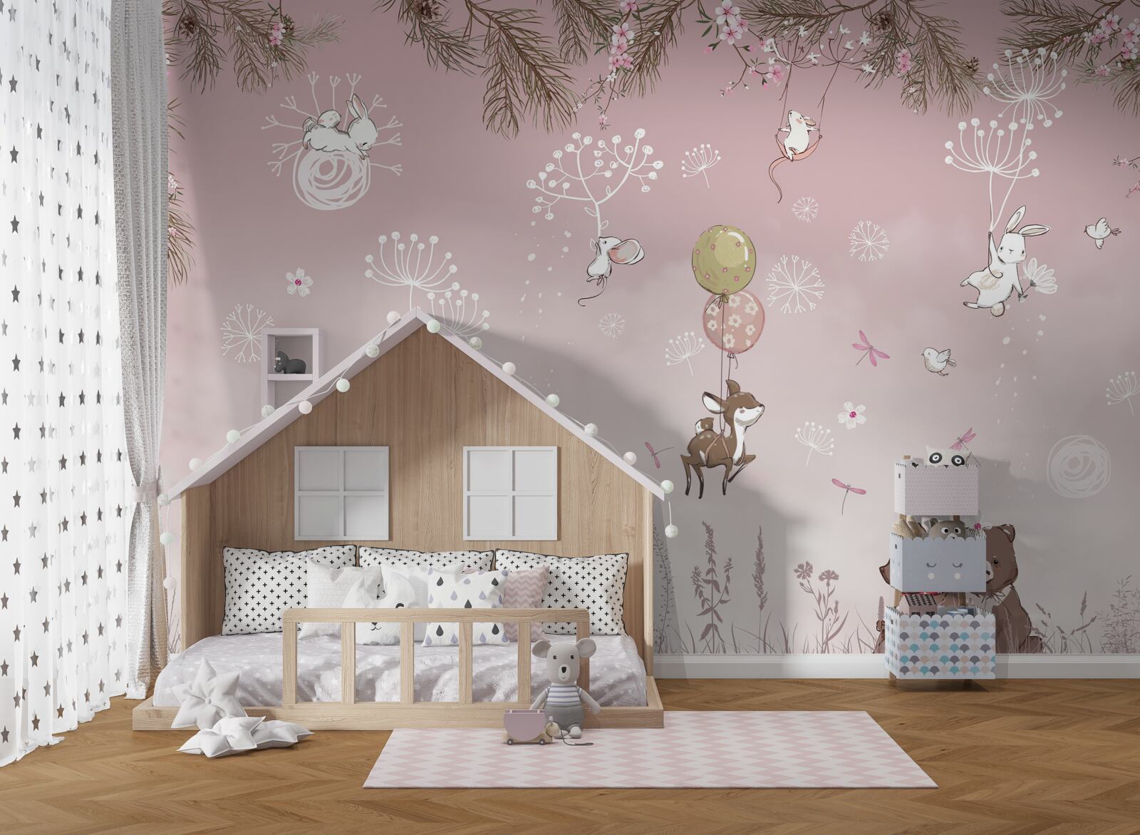 Fotobehang twee beren tussen het gras