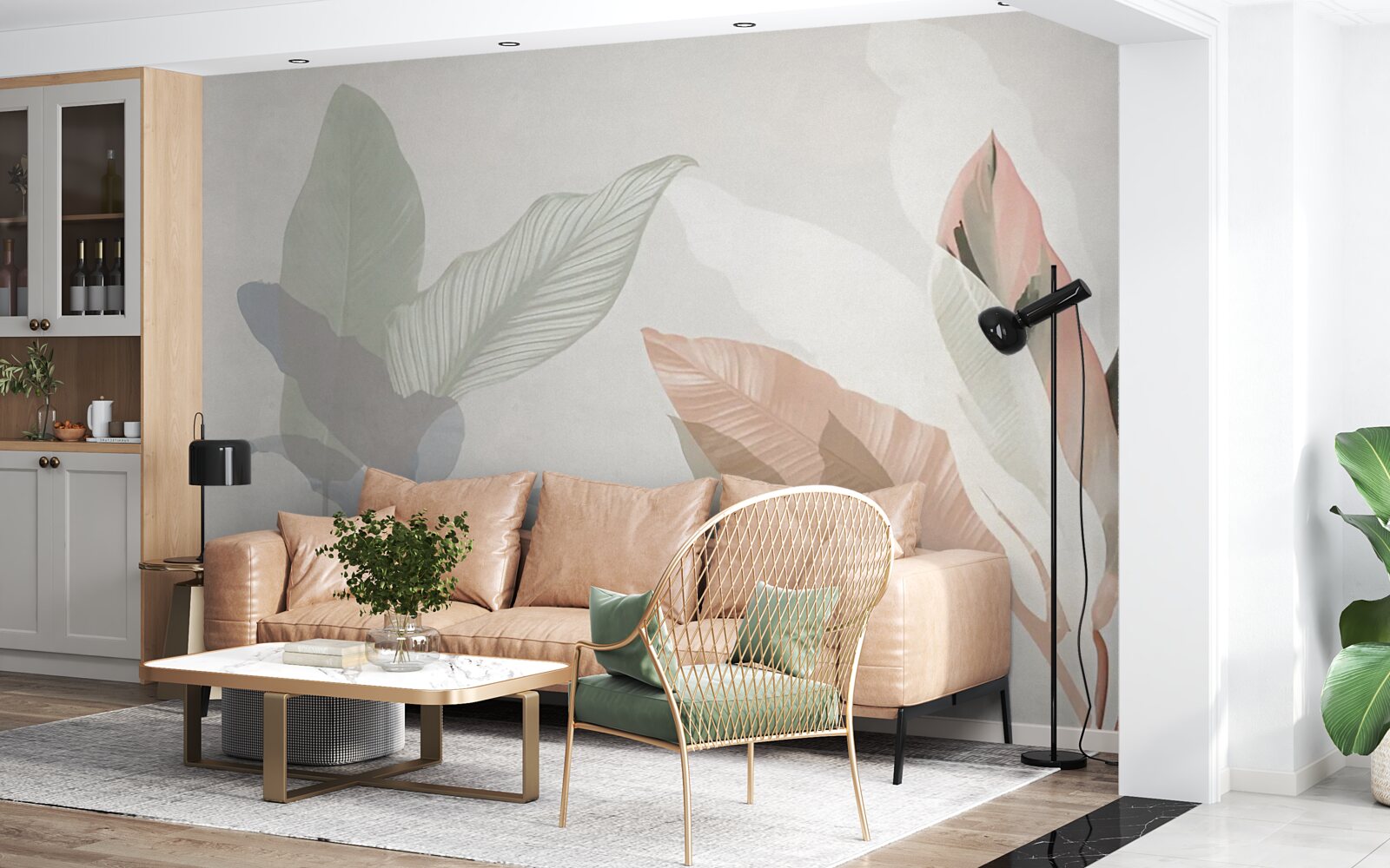 Fotobehang grote palmbladeren