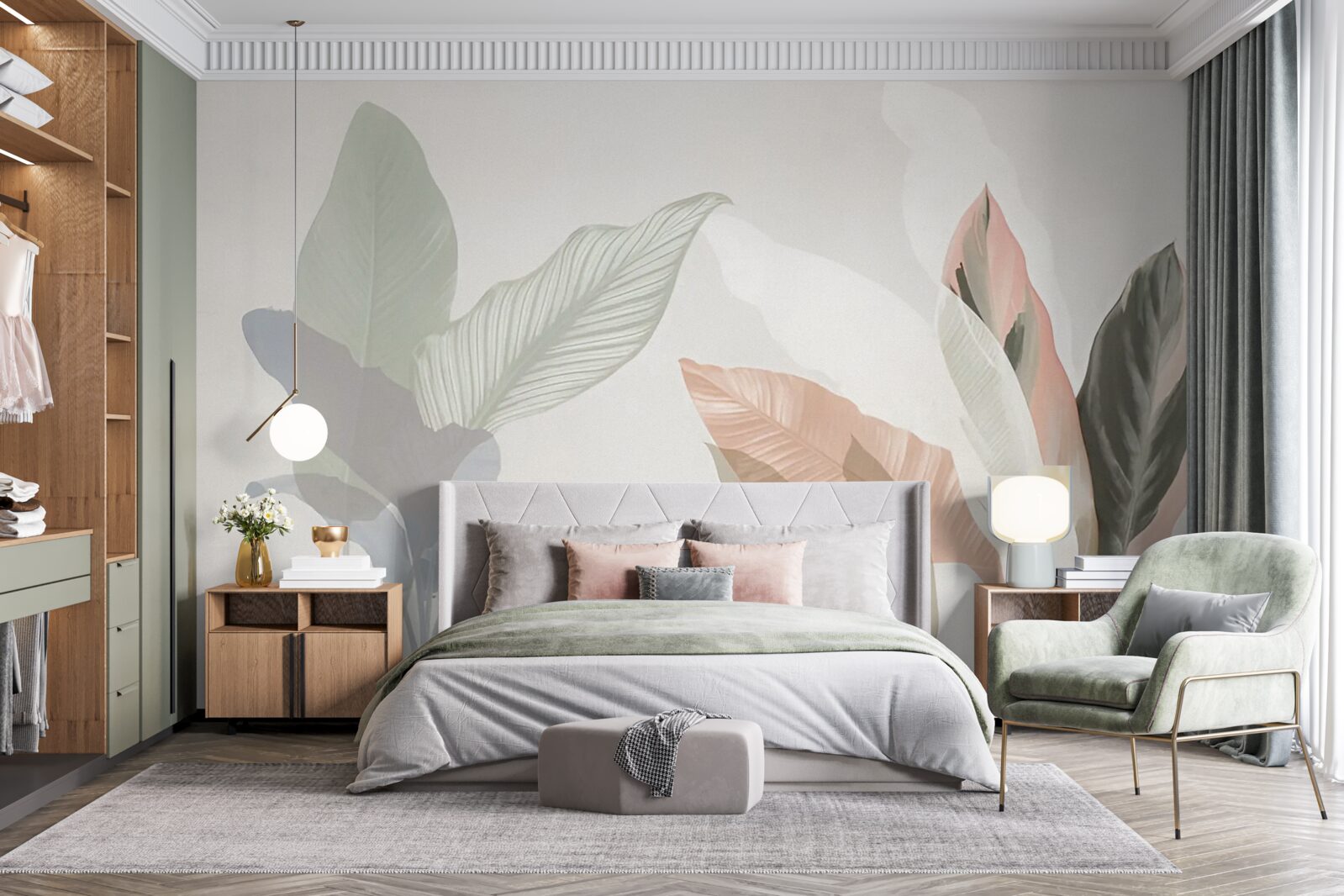 Fotobehang grote palmbladeren