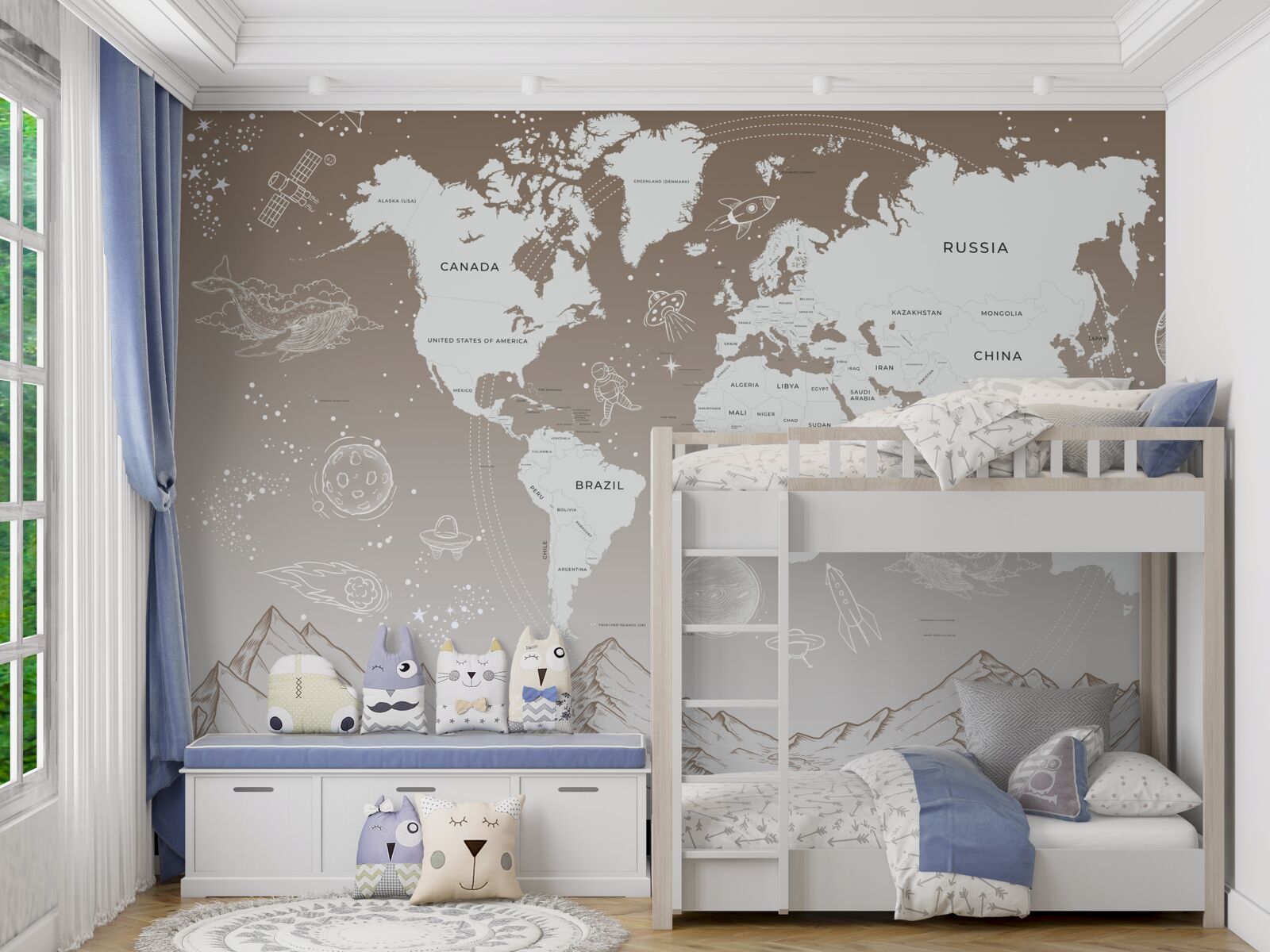 Fotobehang De wereld ligt boven de bergtoppen