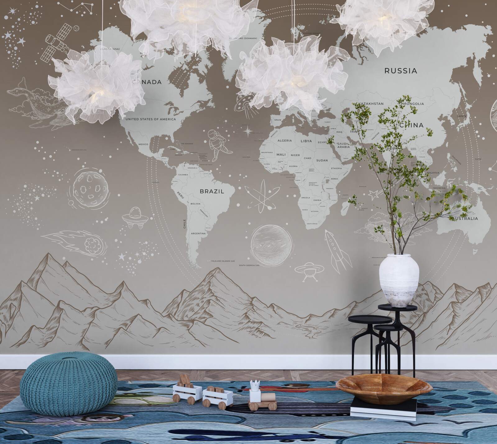 Fotobehang De wereld ligt boven de bergtoppen