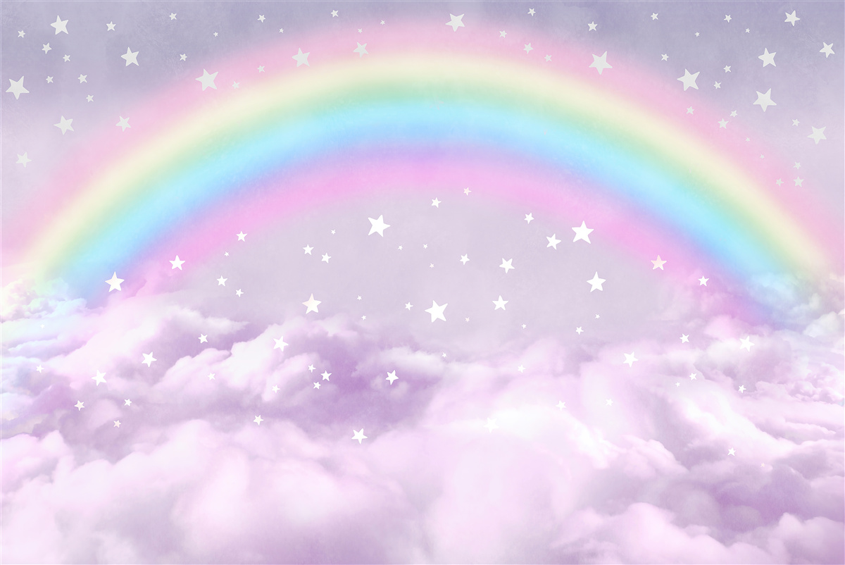 Fotobehang wolken onder de regenboog