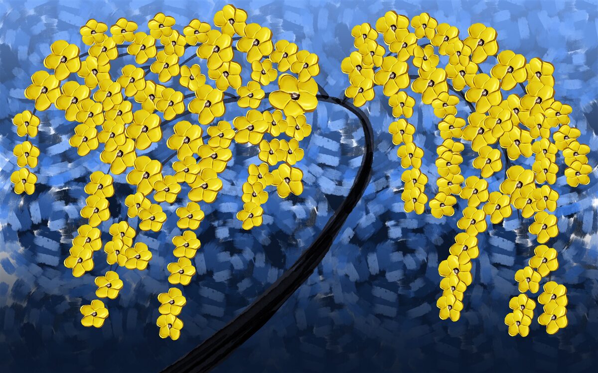 Fotobehang boom onder een herfststorm