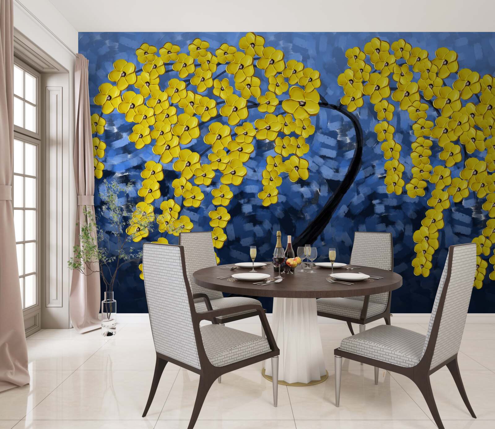 Fotobehang boom onder een herfststorm