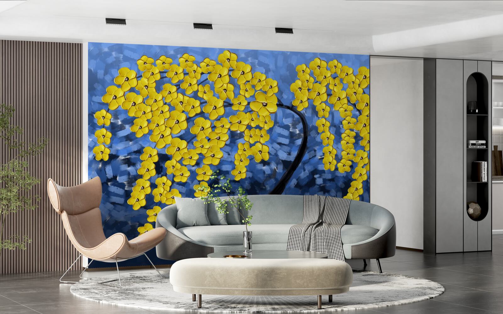 Fotobehang boom onder een herfststorm