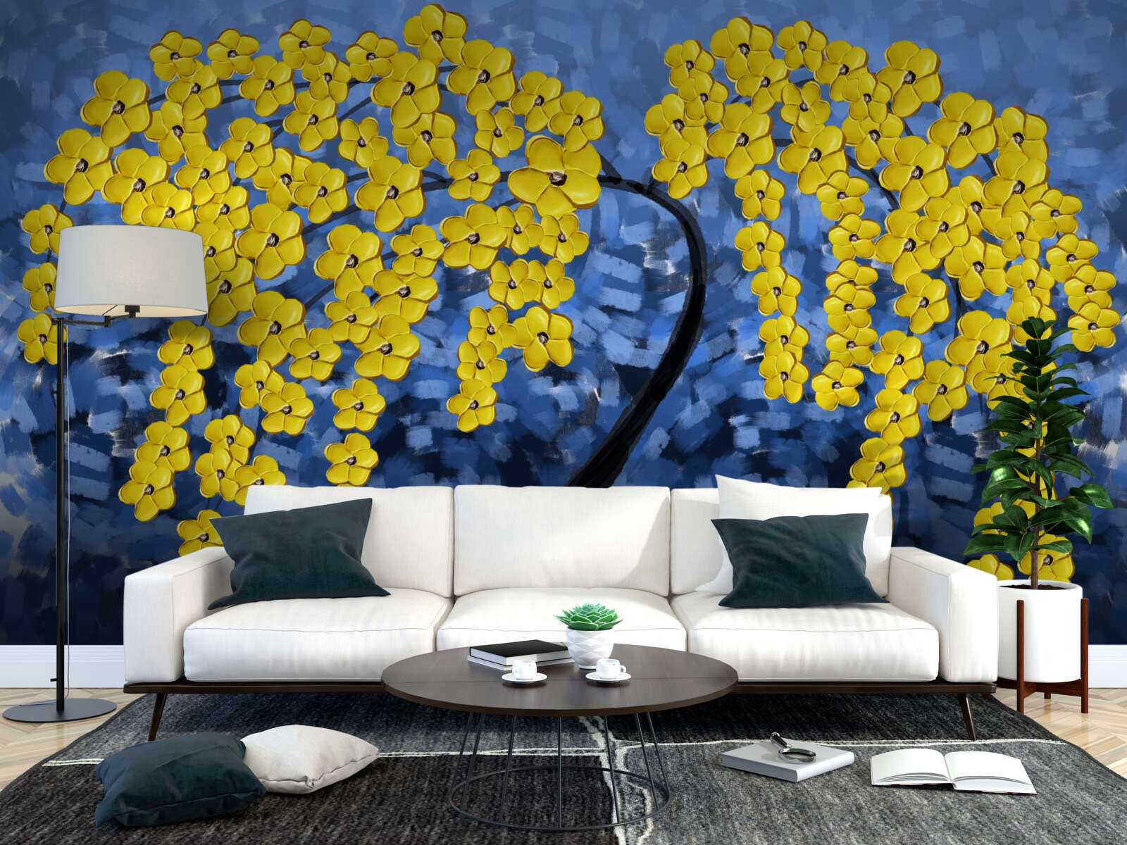 Fotobehang boom onder een herfststorm