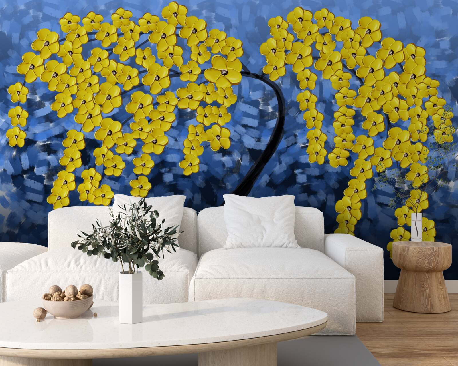 Fotobehang boom onder een herfststorm