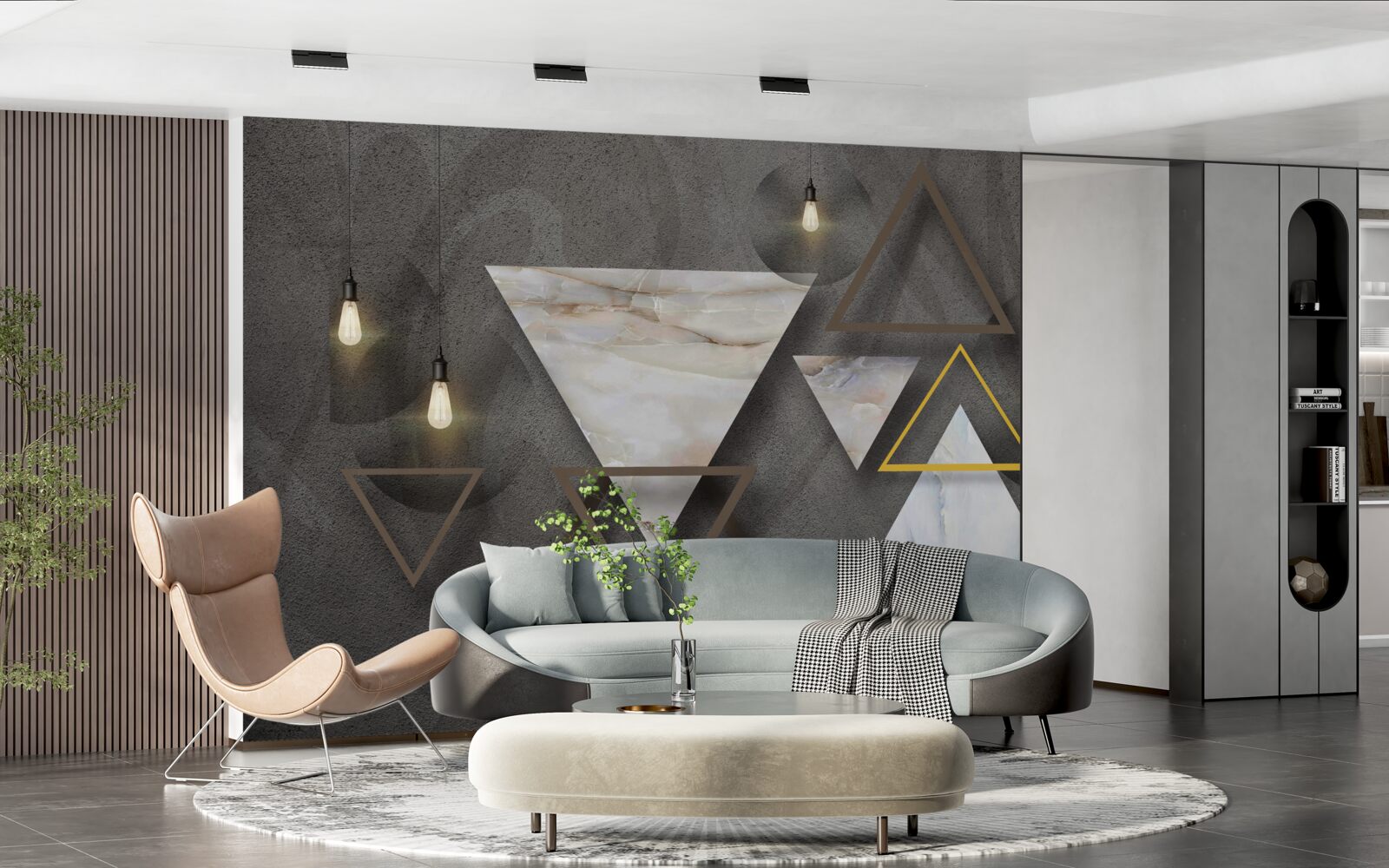 Fotobehang driehoeken tussen de bollen