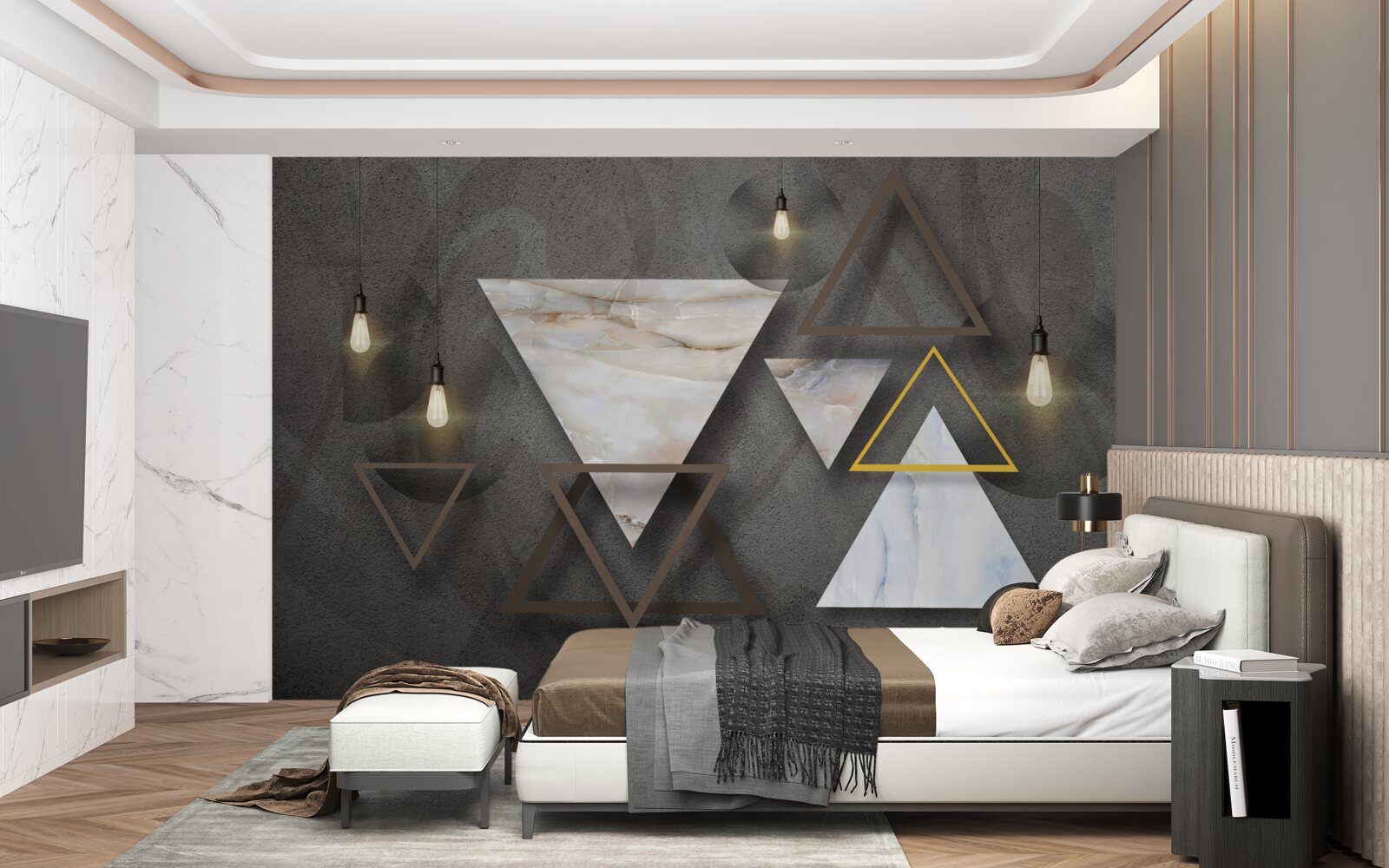 Fotobehang driehoeken tussen de bollen