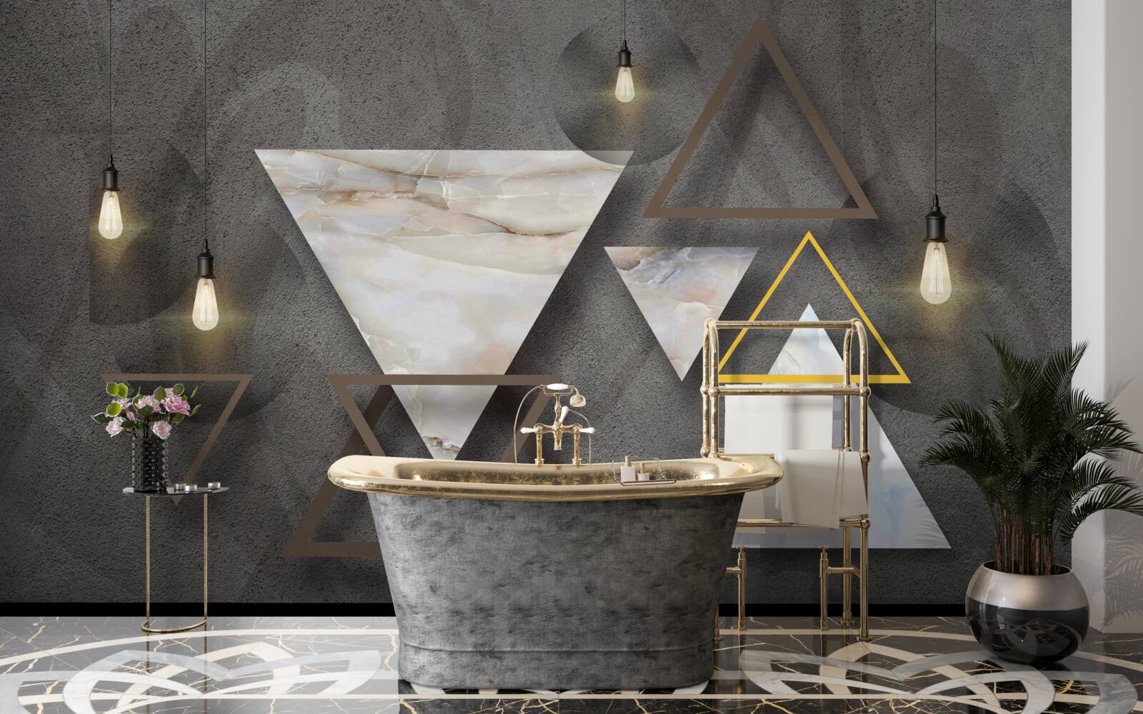 Fotobehang driehoeken tussen de bollen