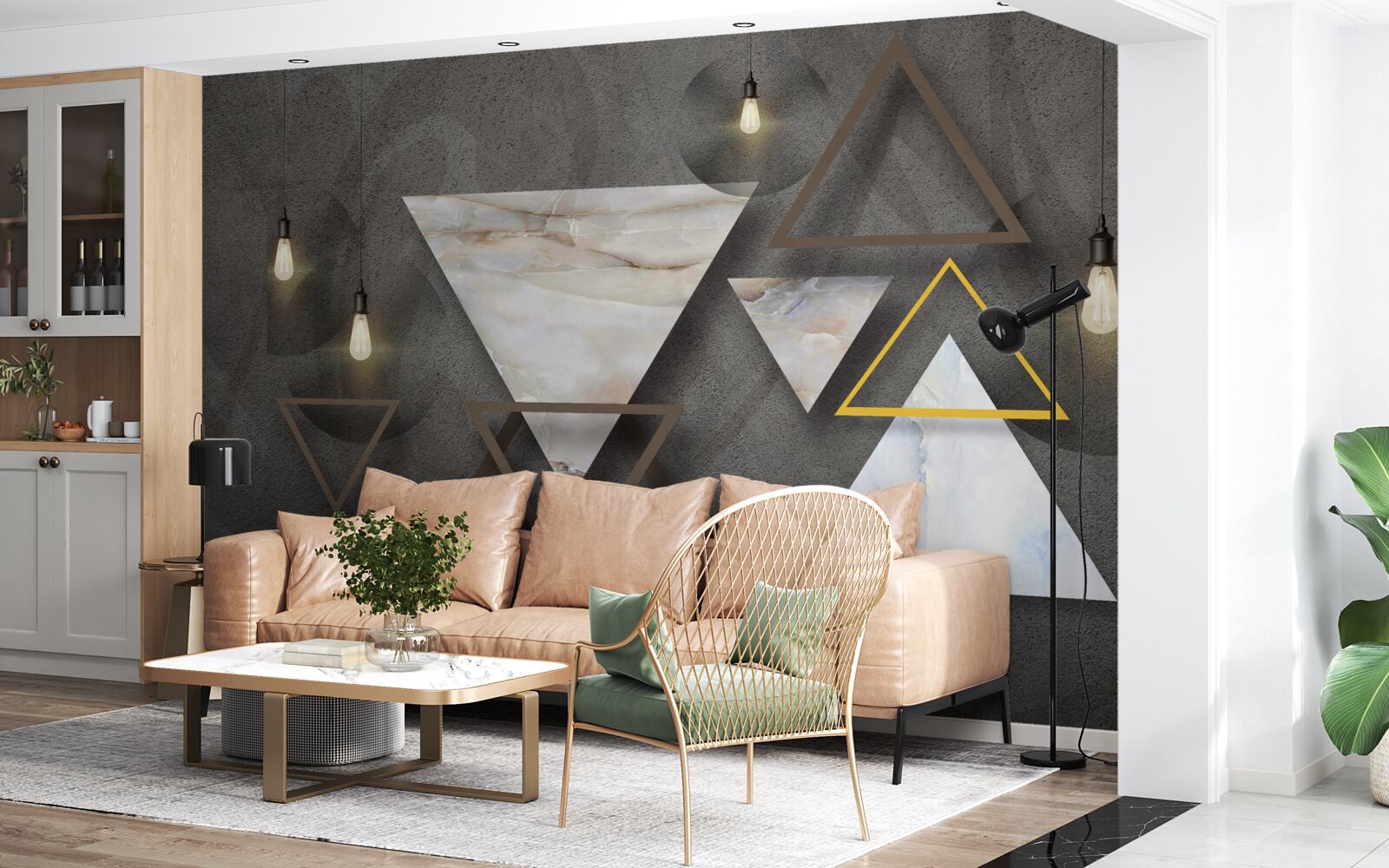 Fotobehang driehoeken tussen de bollen