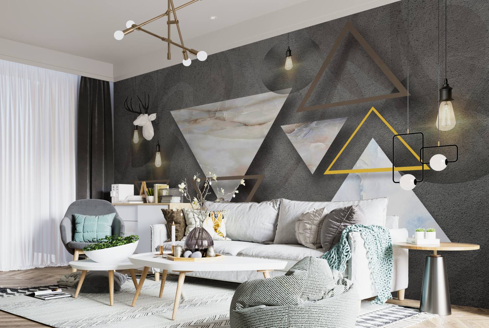 Fotobehang driehoeken tussen de bollen