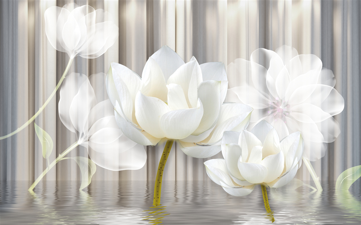 Fotobehang witte tulpen, licht als lucht