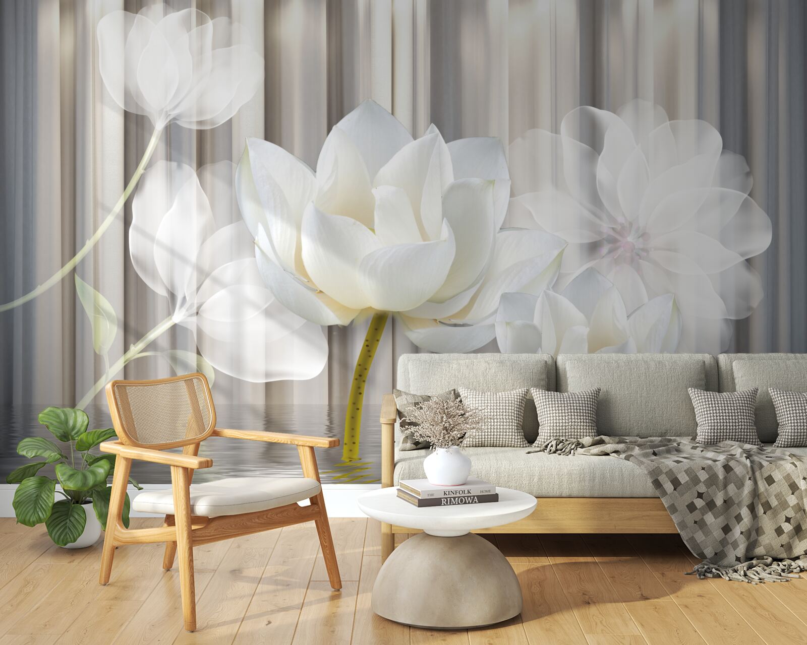 Fotobehang witte tulpen, licht als lucht