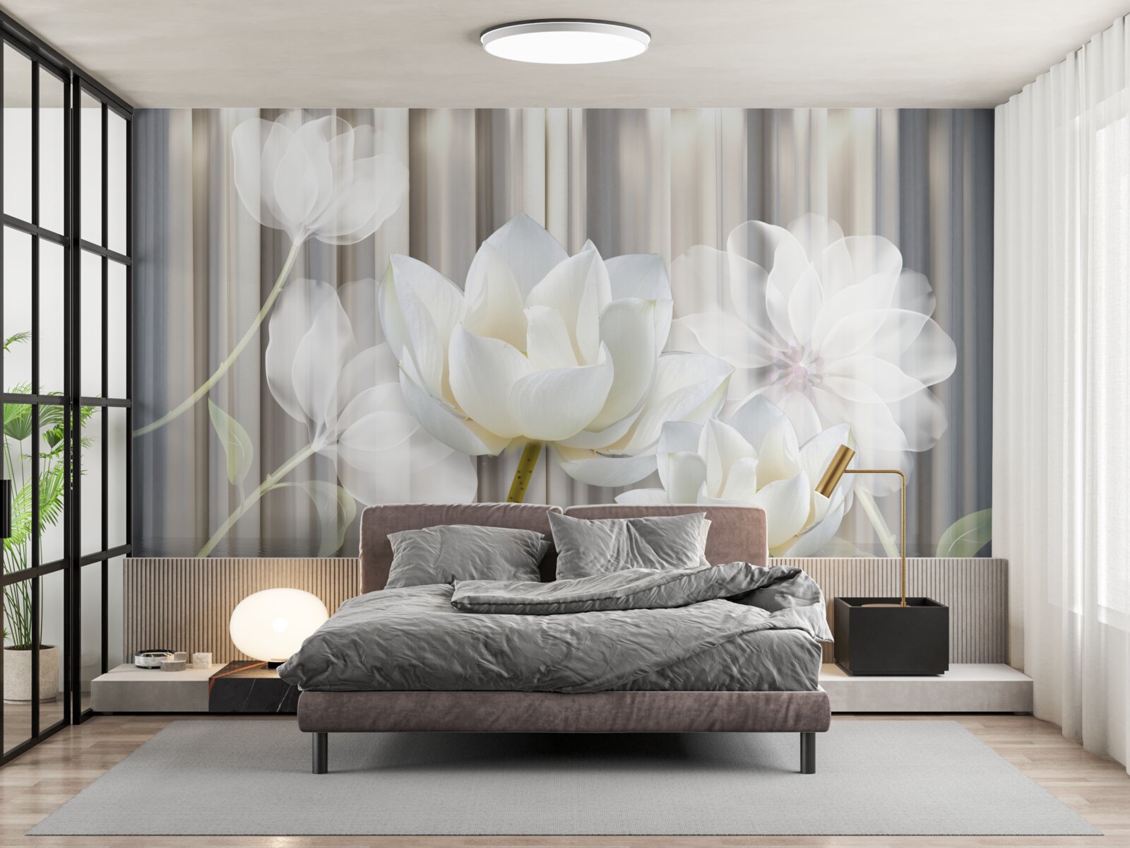 Fotobehang witte tulpen, licht als lucht