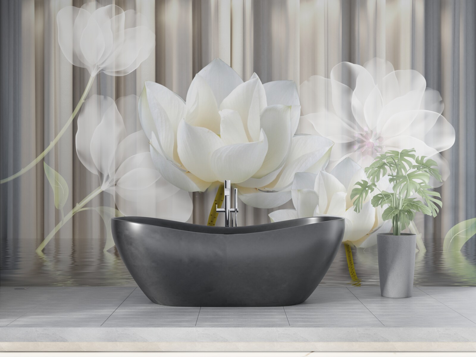 Fotobehang witte tulpen, licht als lucht